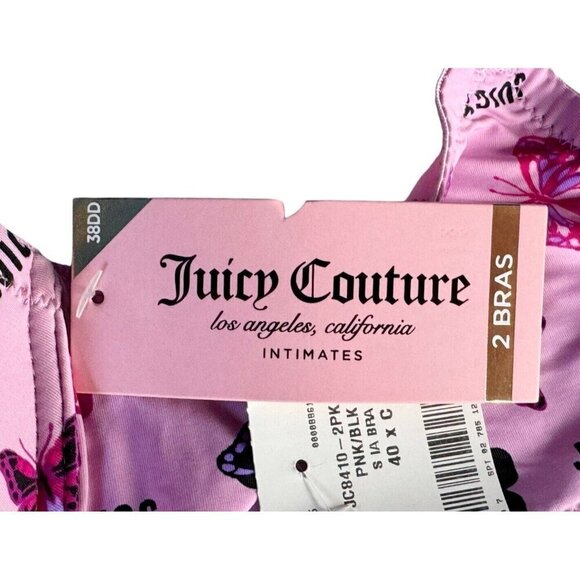 Juicy Couture Lightly Padded Butterfly Print Push Up Bra Size 38DD NWT - Picture 5 of 9